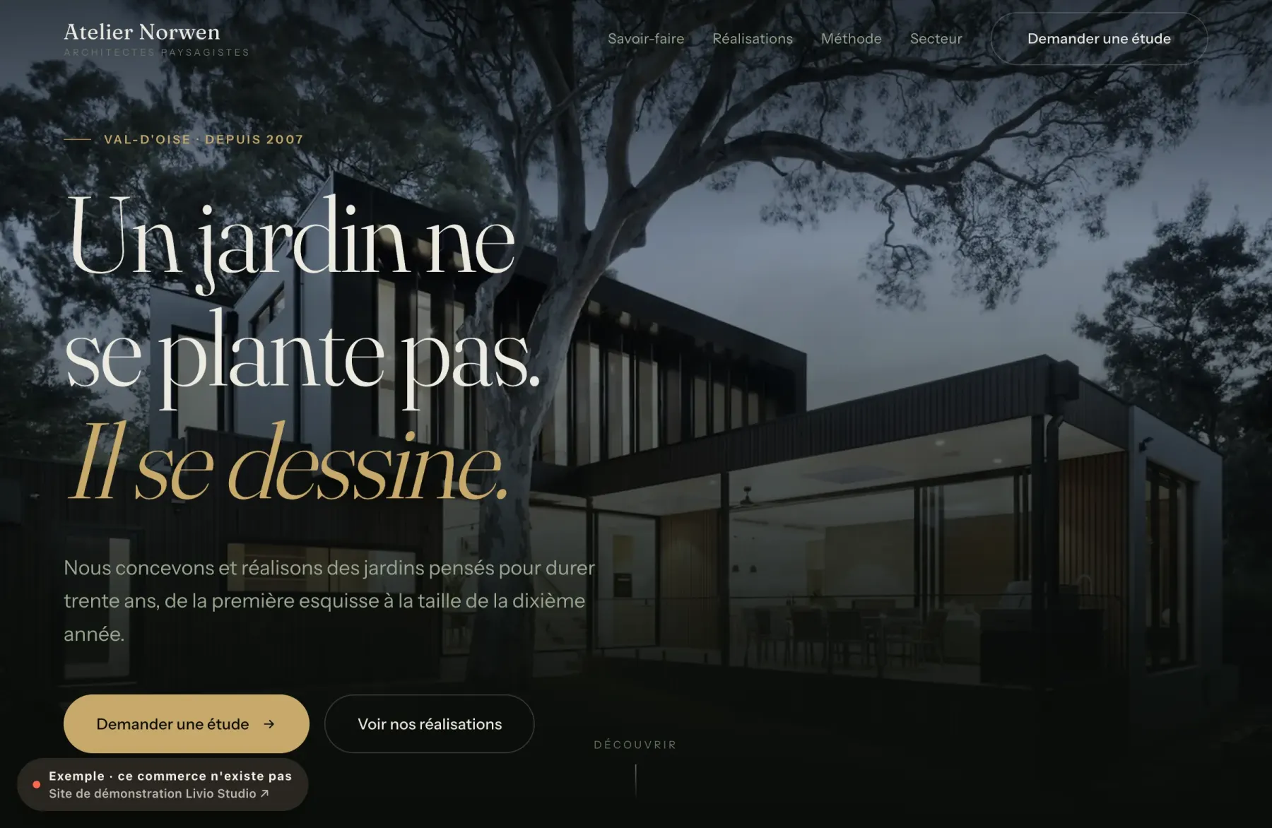 Atelier Norwen, exemple de site d'architecte paysagiste